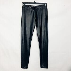 Wet Seal Coated Low Rise Black Leggings Size XS